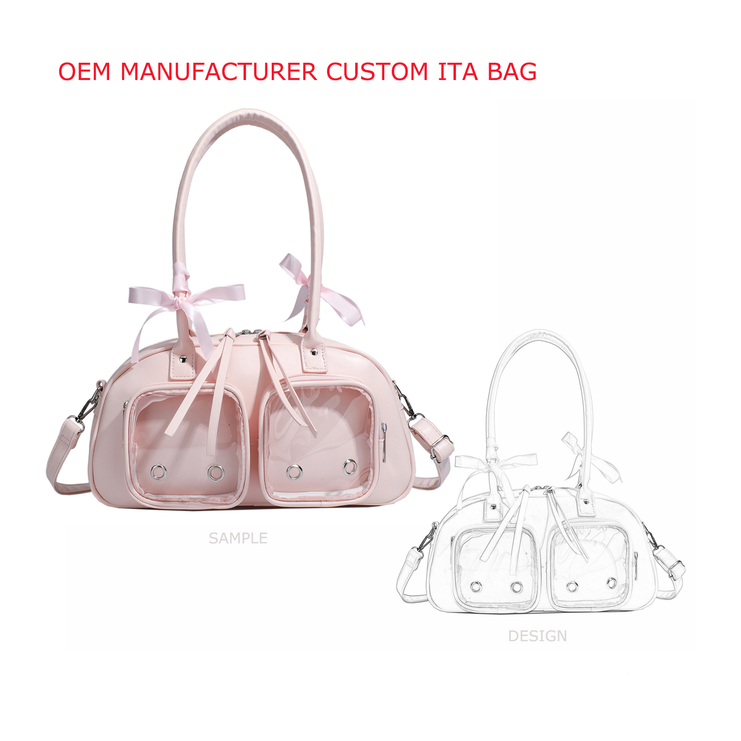 OEM Designer Fashion Single Shoulder Ladies Pins Insert Display Custom Ita Bag Tote