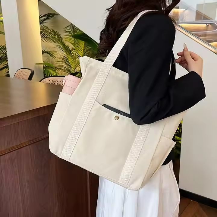 Eco-Friendly Canvas Cotton Tote Bag Customized Logo Shopping Bag with Recyclable and Durable-Wholesale Shopping Bag