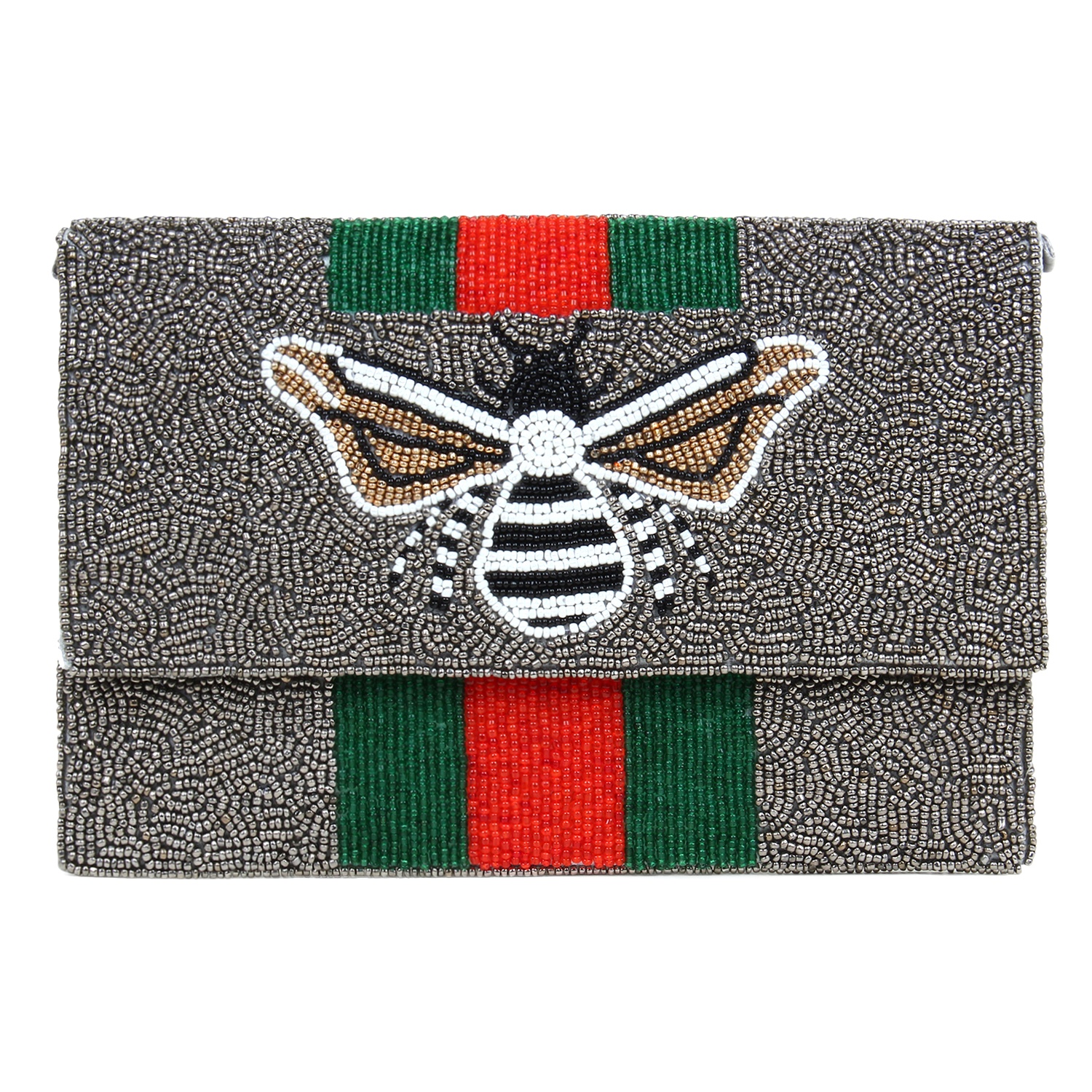 2022 Handmade Luxury Women's Glitter Sequin Embroidered Beaded Fold Clutch Bag Zipper Closure Geometric Pattern Satin Handbag
