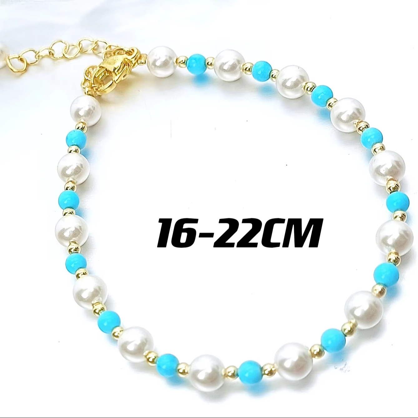 OEM ODM Turquoise and Glass Pearl Beaded Bracelet for Women Factory's Trendy Hot Sell Ball Shape Copper Jewelry