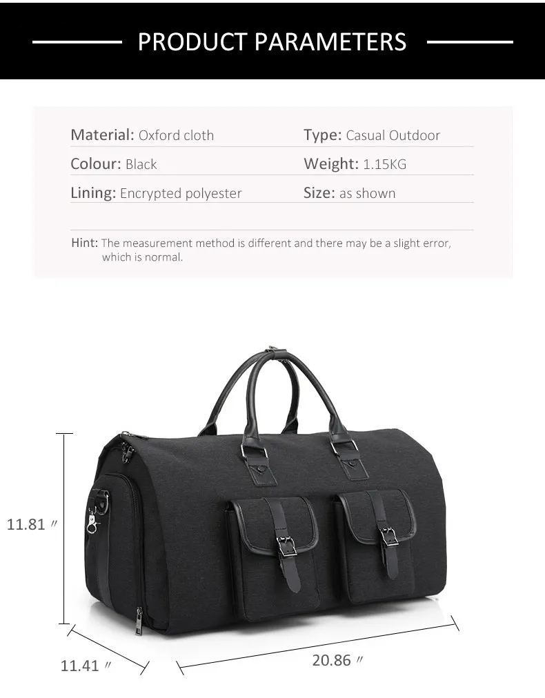 Stylish Black Men's Business Travel Bag for Professionals