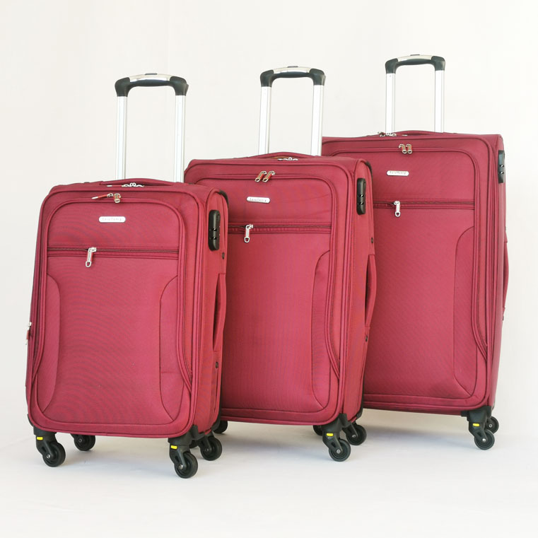 Durable Fabric Polyester 1680D Wheeled Trolley Luggage Bag Collection Soft Side Nylon 3 Pc Set 4 Spinner Travel Luggage