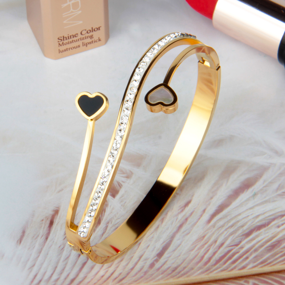 Jewelry Gift Accessories Wholesale Various Heart Shaped Creative Combination Gold Plated Stainless Steel Bracelets for Women