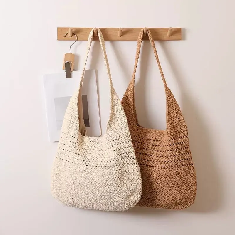 Cotton Shoulder Bag Ladies Crossbody Strap Large Capacity Summer 2025 Luxury Vintage-Inspired Chic Tote Bag for Women