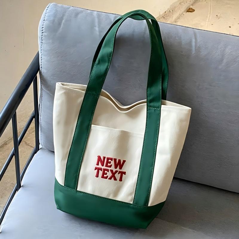 Personalized Embroidered Logo Reusable Mini Canvas Shopping Shoulder Tote Bag with Pocket for Daily Use Sustainable Fashion