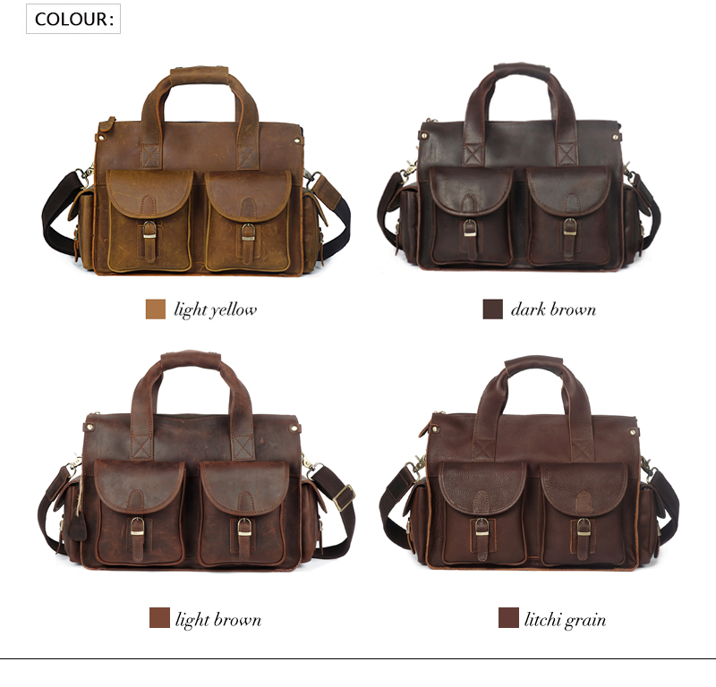 Custom OEM Vintage Genuine Leather Waterproof Crossbody Messenger Bag Durable Business Travel Professional Men B2b Supplier