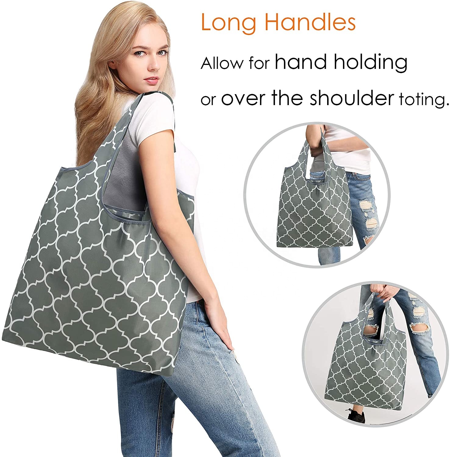 Accept OEM and ODM Factory 210D Oxford Fabric Foldable Shopping Bag with Pouch