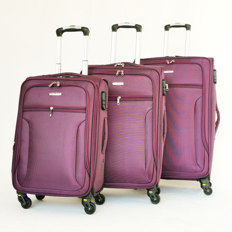 Durable Fabric Polyester 1680D Wheeled Trolley Luggage Bag Collection Soft Side Nylon 3 Pc Set 4 Spinner Travel Luggage