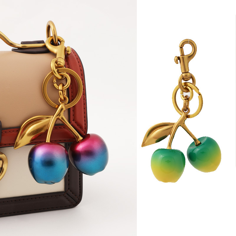 New Style Wholesale Bulk Chain Cherry Pendant Ornaments Women's Bag Key Decoration Alloy Tide Accessories for Purses and Bags