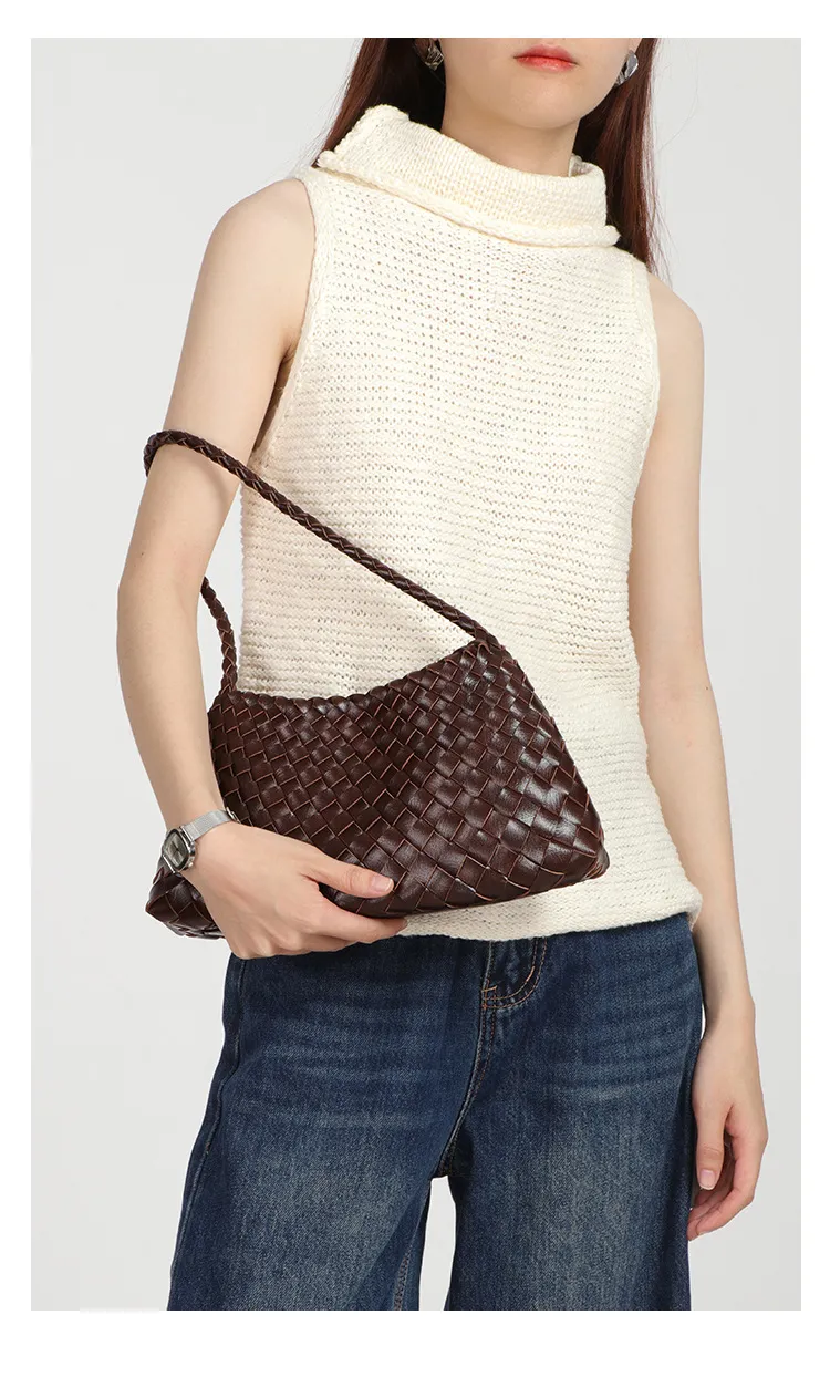 Trendy Chic Ladies Elegantdesigner Shoulder Vegan Leather Fashion Retro Casual High Quality Woven Handbag Braided Luxury Women Premium Bag