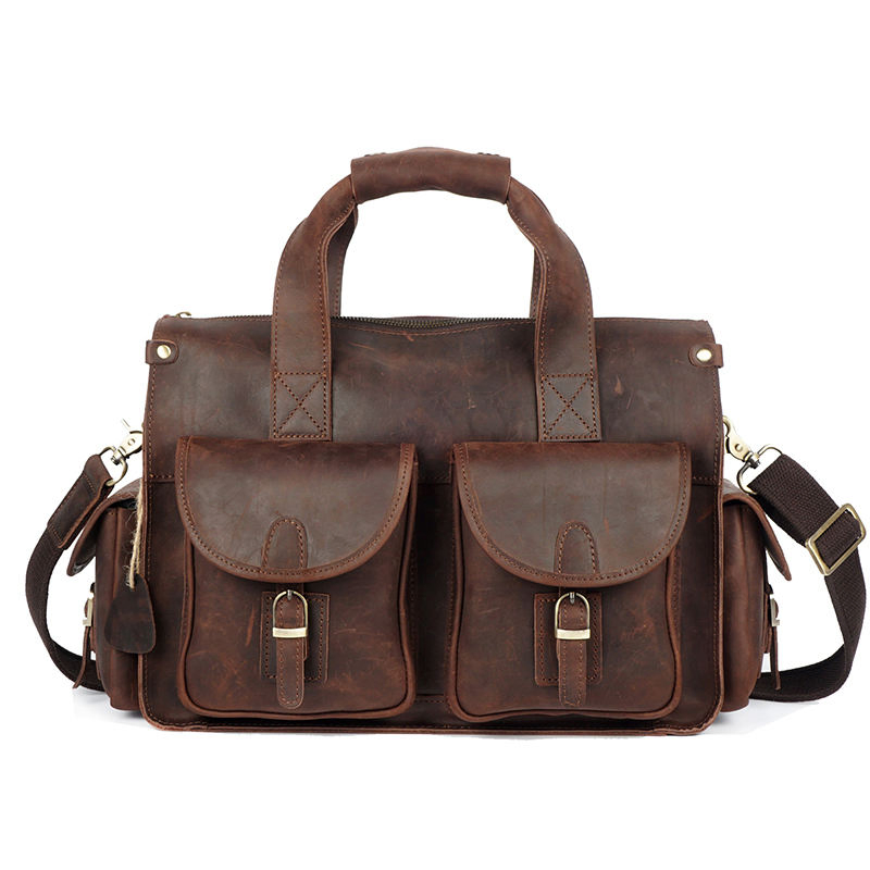 Custom OEM Vintage Genuine Leather Waterproof Crossbody Messenger Bag Durable Business Travel Professional Men B2b Supplier