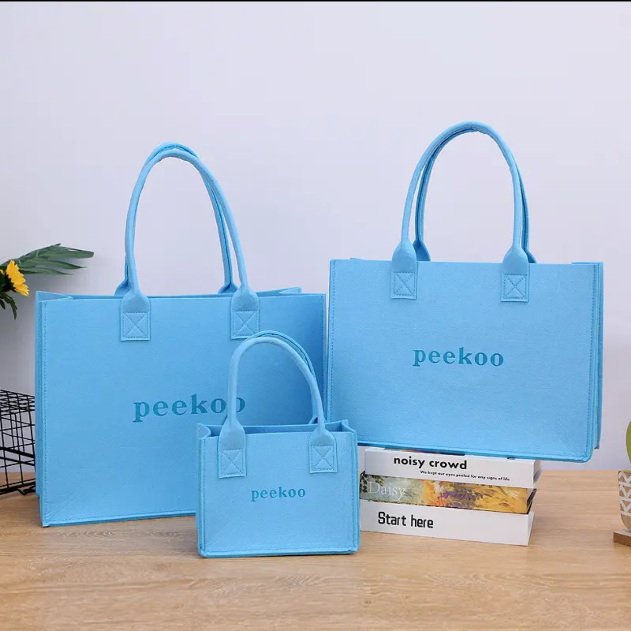 Hot Sell High Quality Colorful Leopard Pattern Eco-friendly Multi-function Shoulder Shopping Felt Tote Bag with Custom Logo