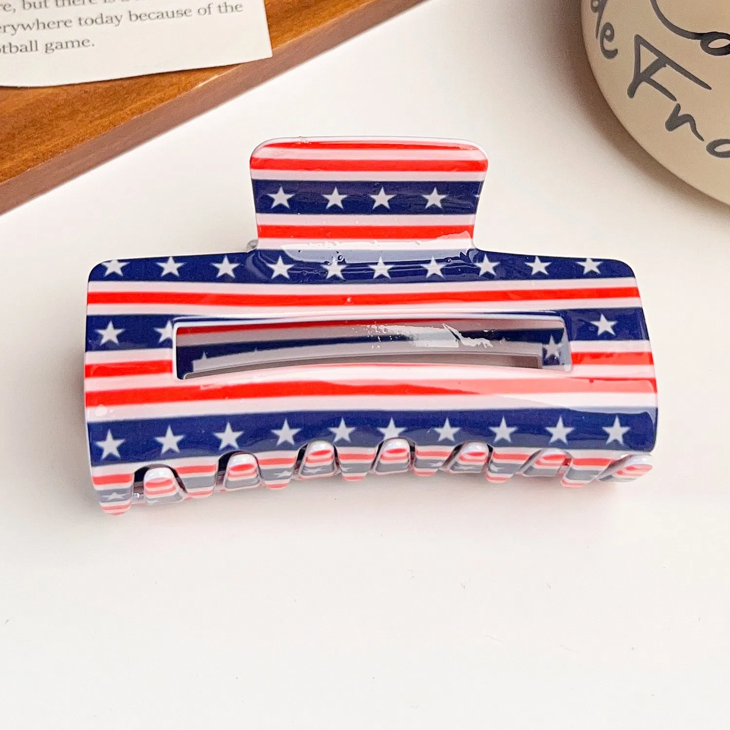 2026 Football World Cups USA Flag Hair Clip Premium Acrylic Updo Claw Clip Hair Accessory