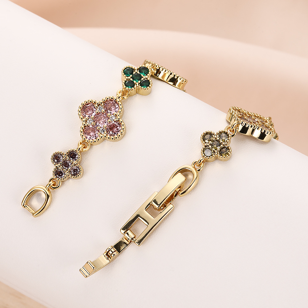 Lucky Leaf Trendy Fashion Brass Zircon Women's Bracelet - Wholesale Wholesale Supplier Style Accessories
