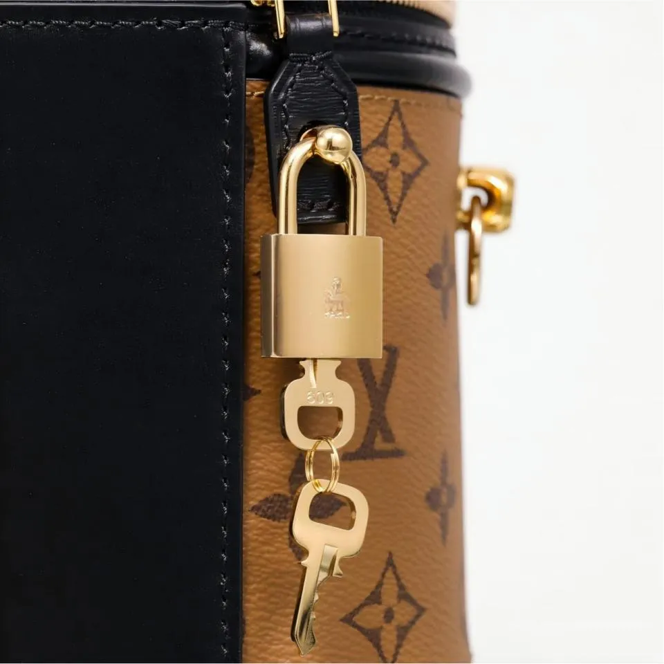 Designer Inspired Brown Monogram Boite Chapeau Bag with Top Handle and Adjustable Shoulder Strap, Luxury Leather Cylinder Purse