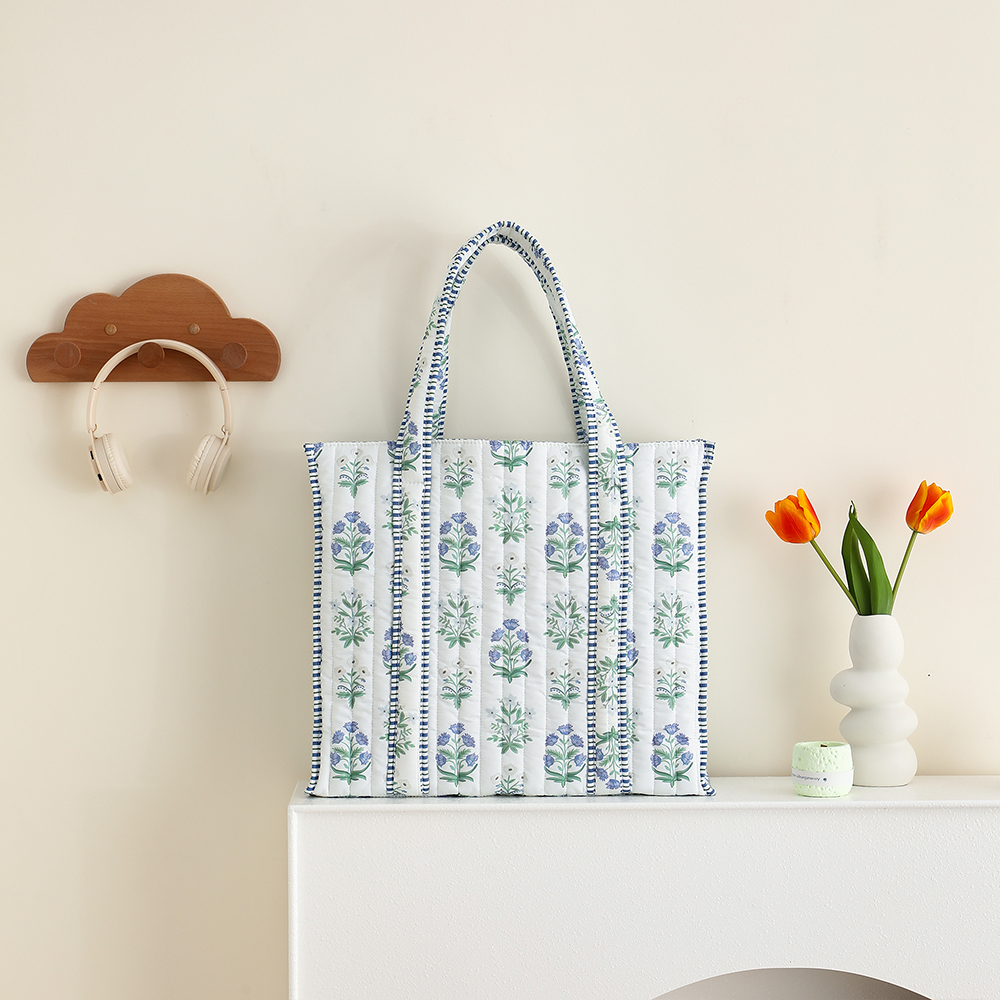 Wholesale Personalized Custom Logo Canvas Retro Floral Tote Bag Women Fashion Travel Handbag