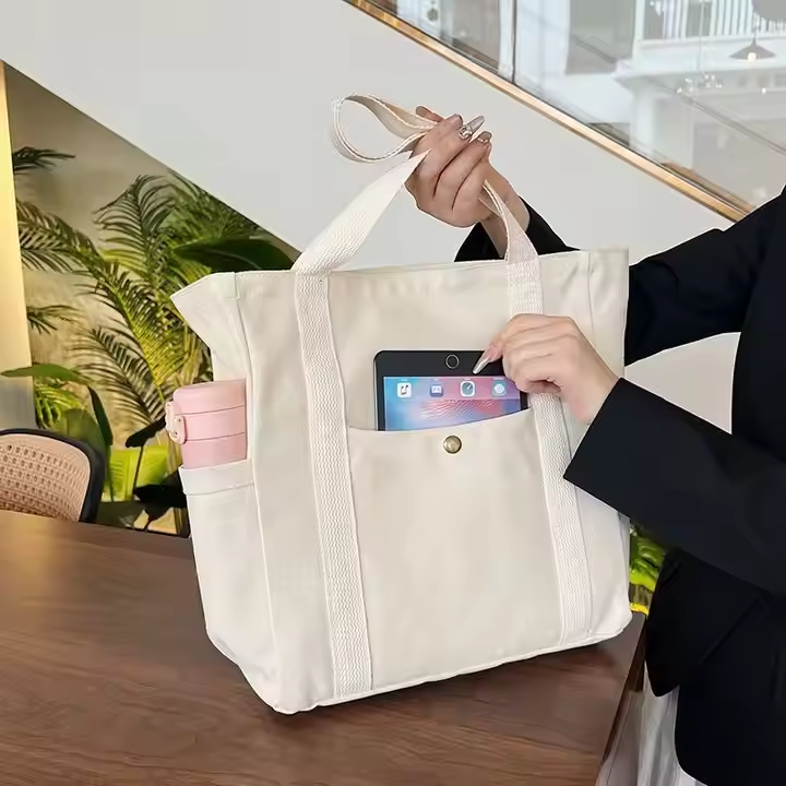 Eco-Friendly Canvas Cotton Tote Bag Customized Logo Shopping Bag with Recyclable and Durable-Wholesale Shopping Bag