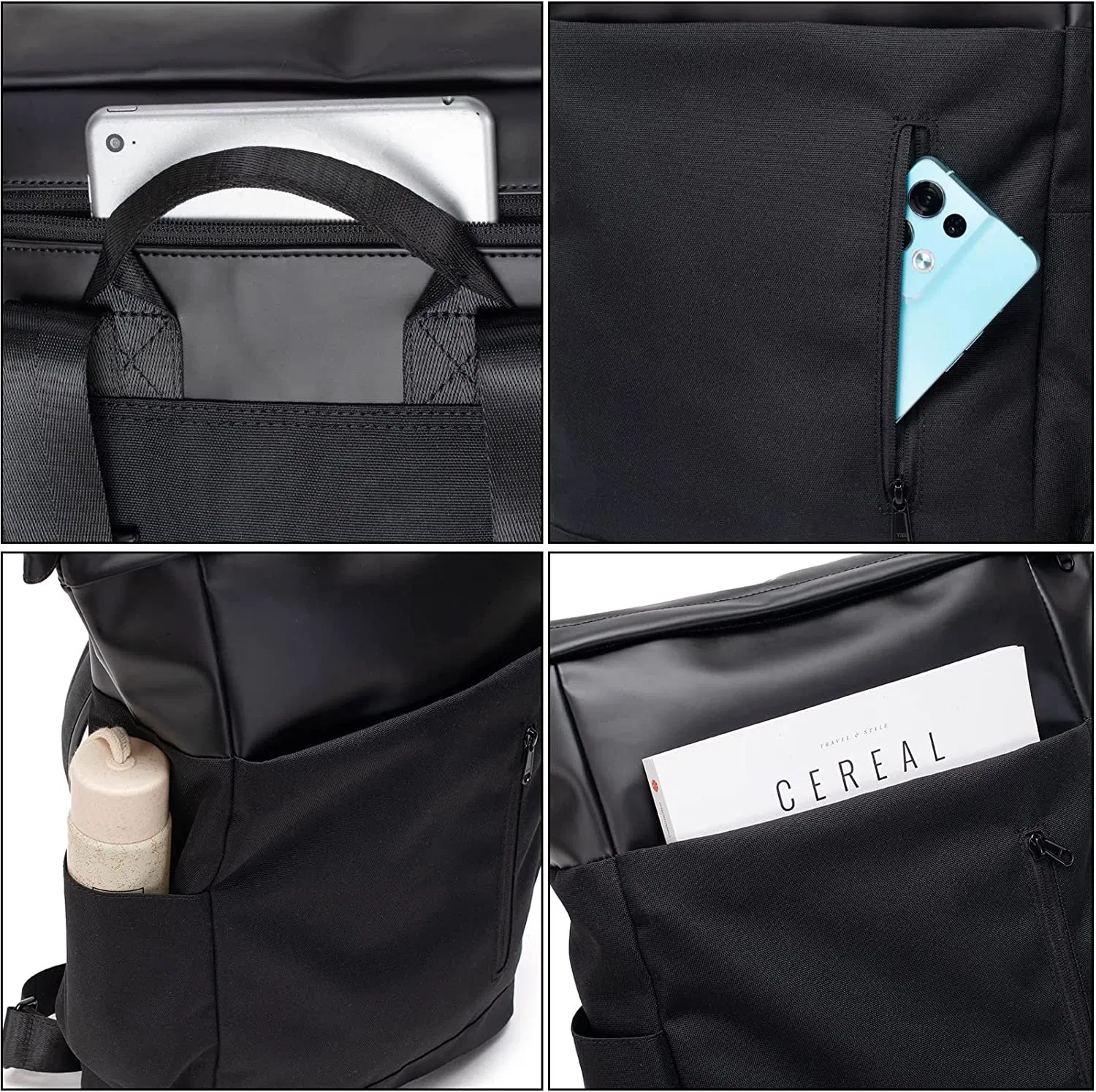 15 Inch Lifestyle Roll Top Casual Bag Daypacks Backpack Outdoor Waterproof