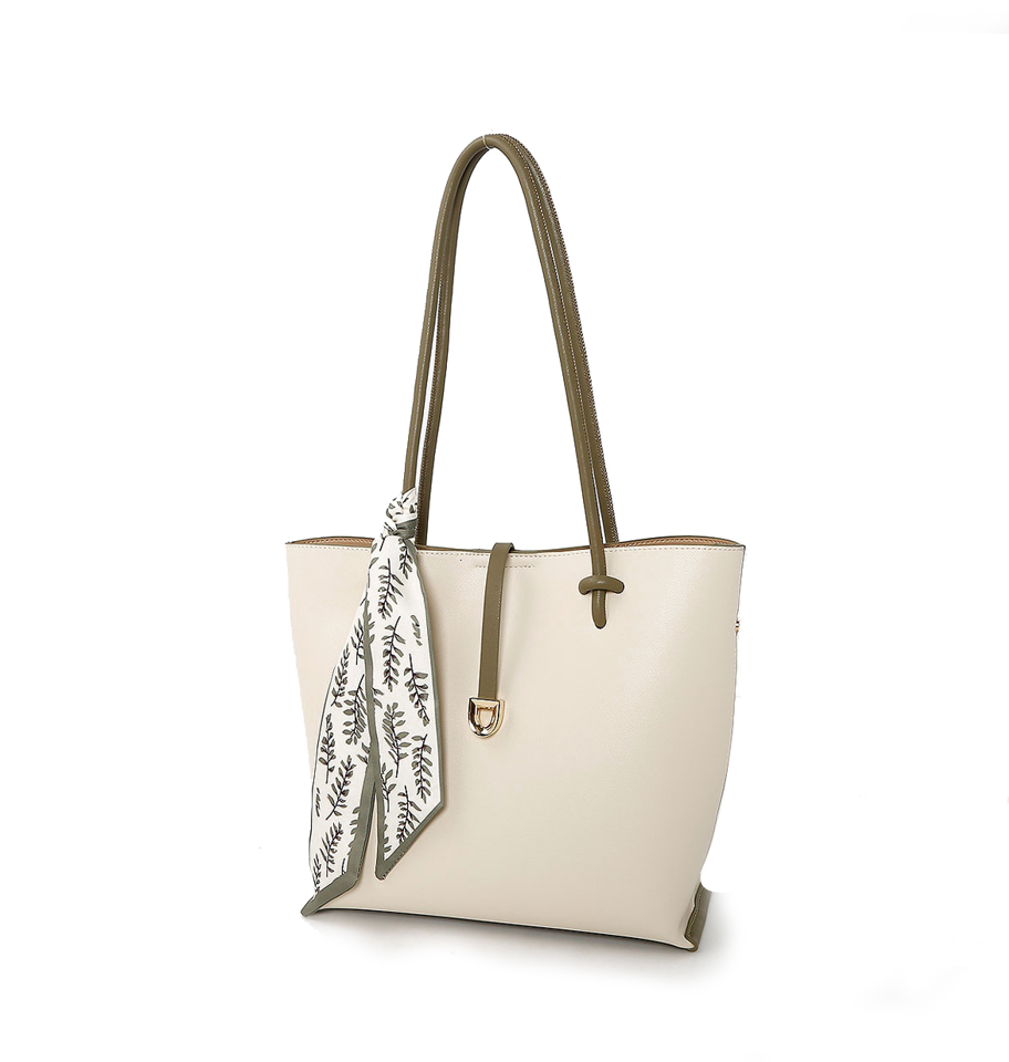 OEM ODM Factory High Quality Brand New Luxurious Waterproof PVC Ladies Handbag with Silk Scarf Handle and Carrying Bag