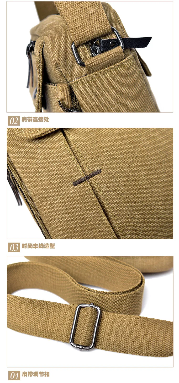 Fashion Men Casual Small Crossbody Trendy Canvas Shoulder Men Outdoor Multi Compartment Travel Bag