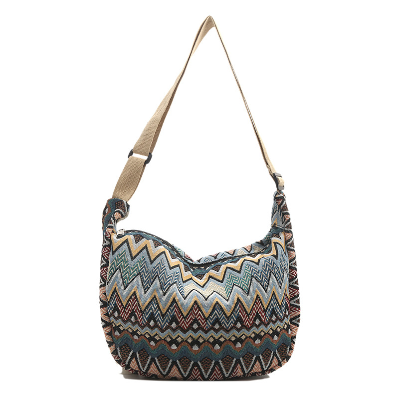 Xianghui Crossbody Bag Women Large Capacity Canvas Shoulder Bag Versatile University Student Commute Bag Dumpling Bag
