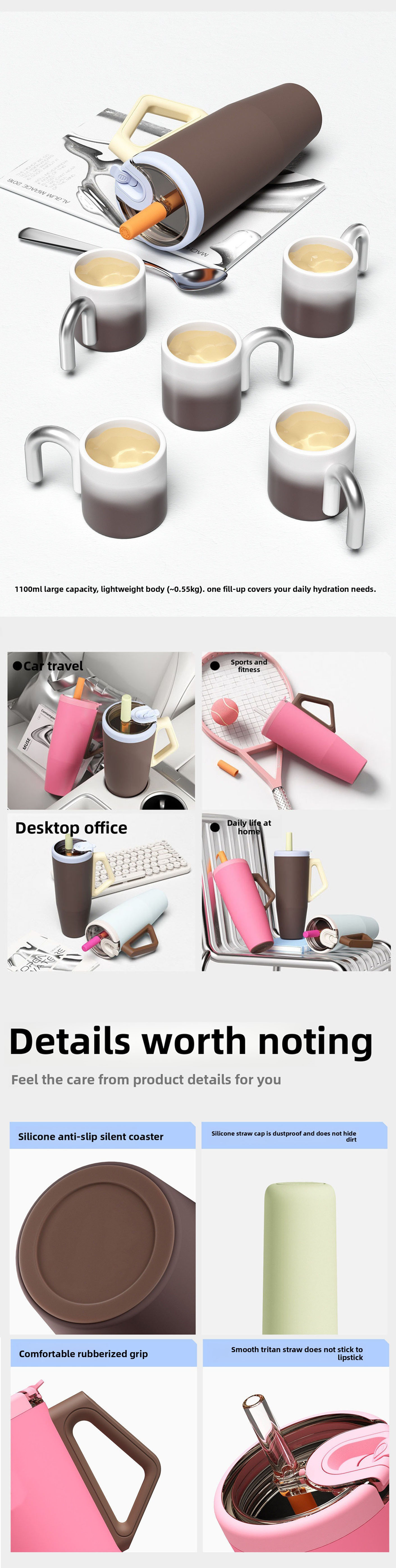 Wholesale Large Capacity Double Wall Vacuum Thermos Portable 36oz Insulated Stainless Steel Tumbler Cup for Cold and Hot Drink