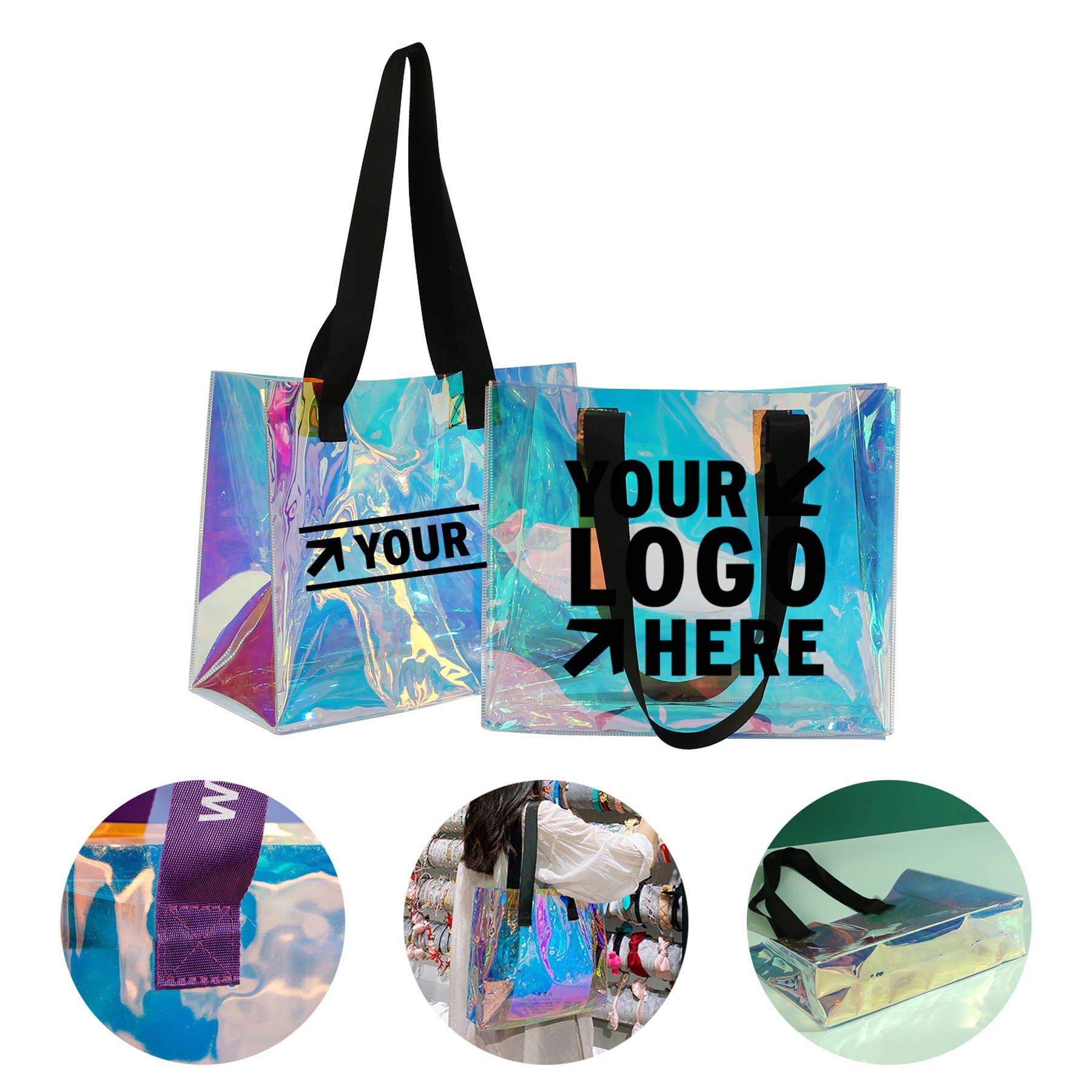 Holographic Clear Tote Bag Detail
