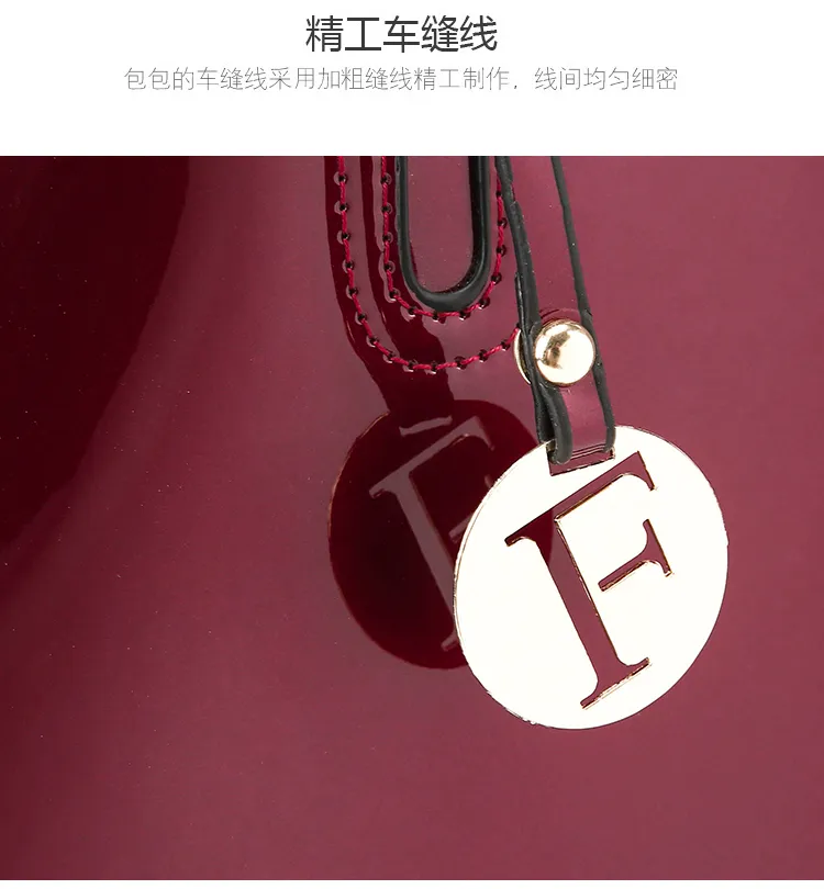 Professional Lady Portable Tote Bag Fashion Patent Leather Bright Leather Woman Bag Business Simple Joker Big Bag
