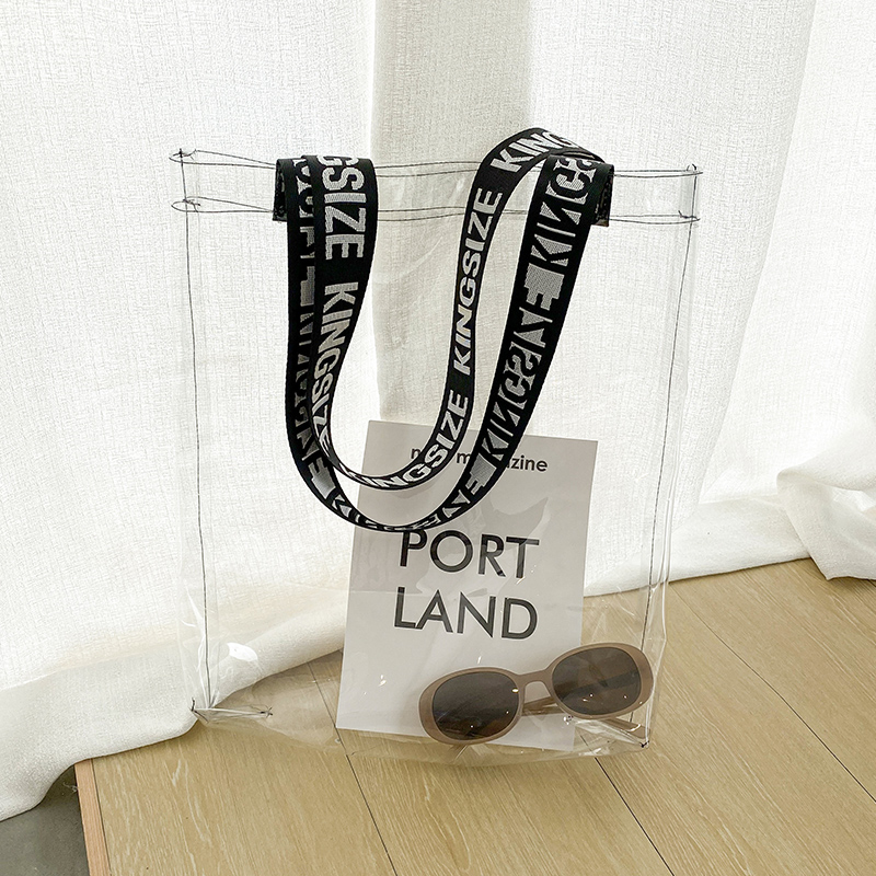 Waterproof PVC Tote Bag Fashion Extra Large Women Shopping Beach Bag Custom Printed Logo Transparent Eco-friendly Custom Color