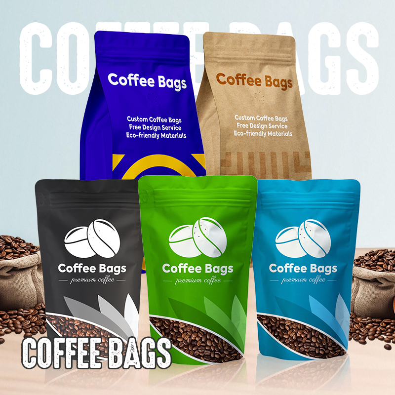 Eco-Friendly Flat Bottom Custom Coffee Bags - Coffee Pouch Solution