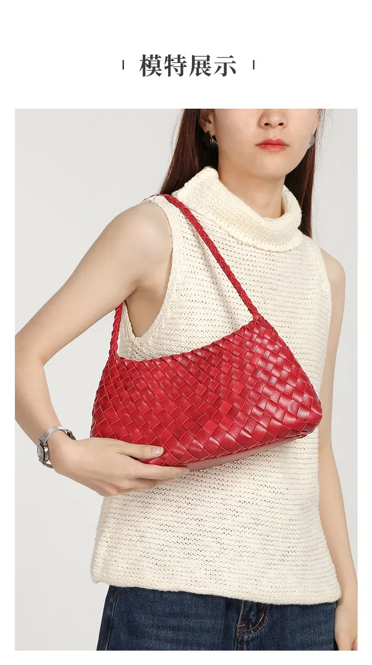 Trendy Chic Ladies Elegantdesigner Shoulder Vegan Leather Fashion Retro Casual High Quality Woven Handbag Braided Luxury Women Premium Bag