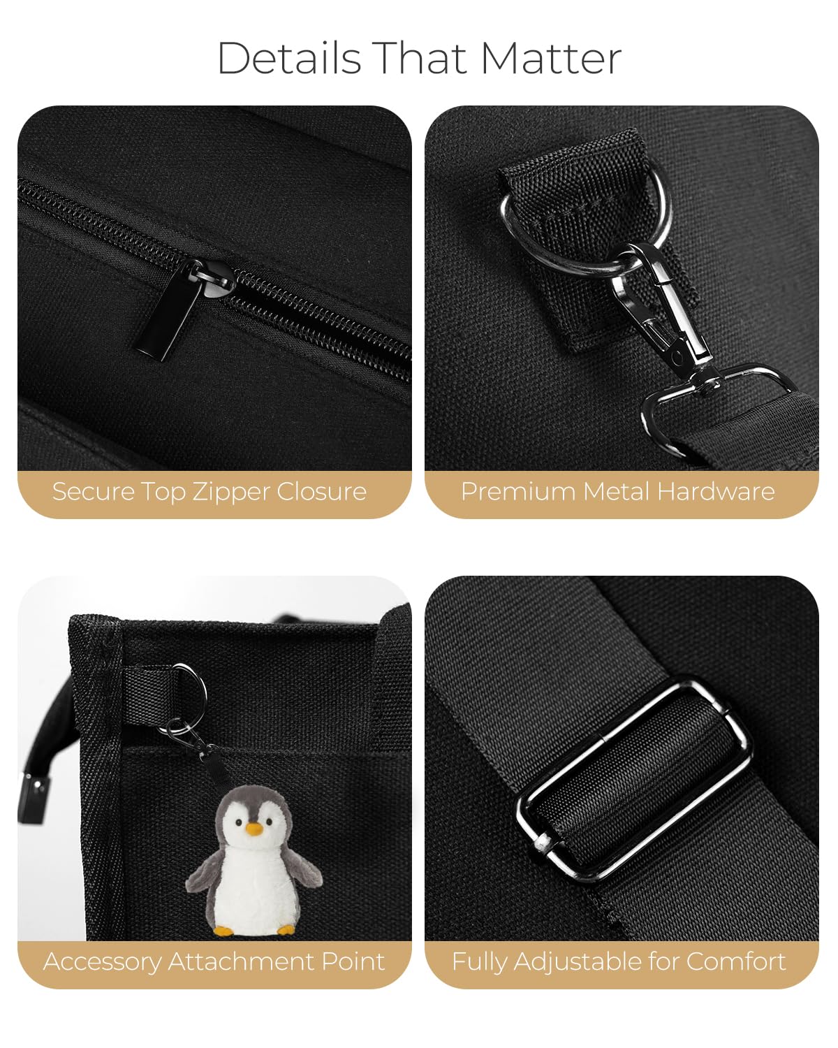 OEM/ODM Private Label Durable Canvas Top Zipper 14in Laptop Slot Multi-Compartment College School Work Tote Bag