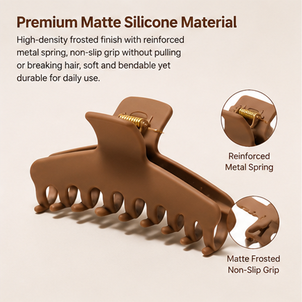 Wholesale Matte Frosted Silicone Hair Claw Clips Non-Slip Strong Hold Large Claw Clip for Women Thick Hair OEM Custom Logo