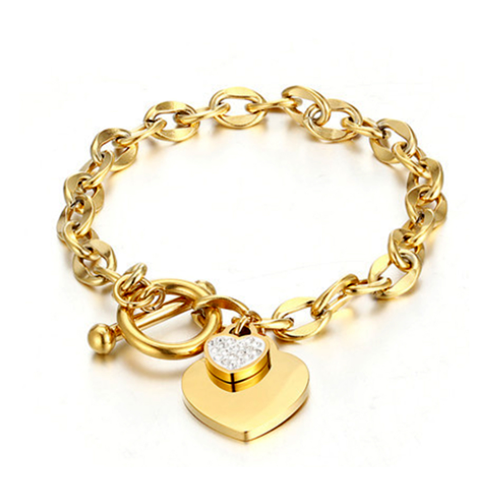 Jewelry Gift Accessories Wholesale Various Heart Shaped Creative Combination Gold Plated Stainless Steel Bracelets for Women