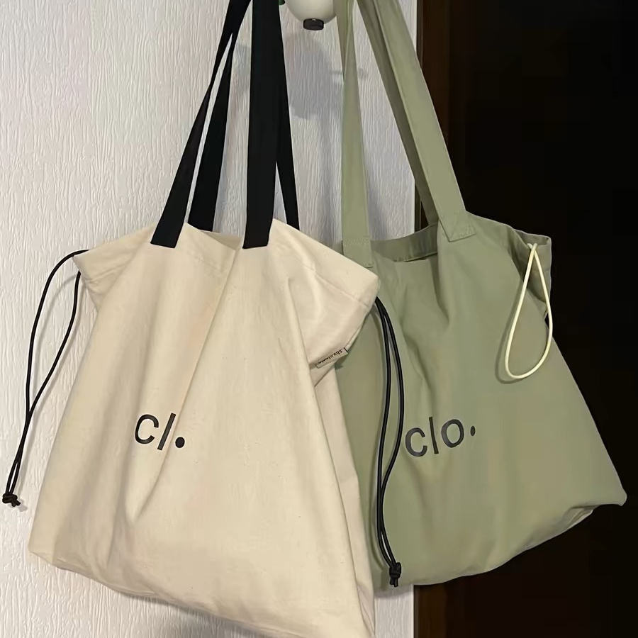 New Fashion Canvas Tote Handbag With Drawstring Organic Cotton Tote Bags With Custom Printed Logo for Women Daily Use