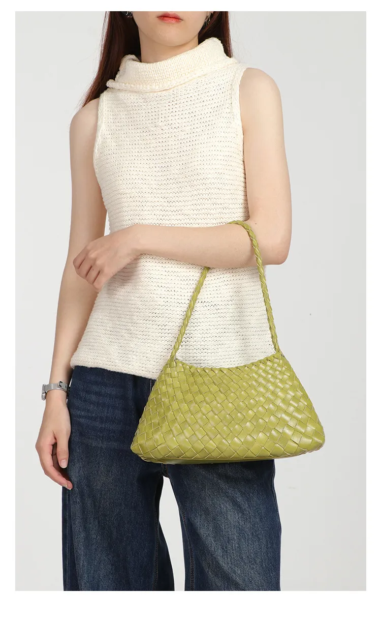 Trendy Chic Ladies Elegantdesigner Shoulder Vegan Leather Fashion Retro Casual High Quality Woven Handbag Braided Luxury Women Premium Bag