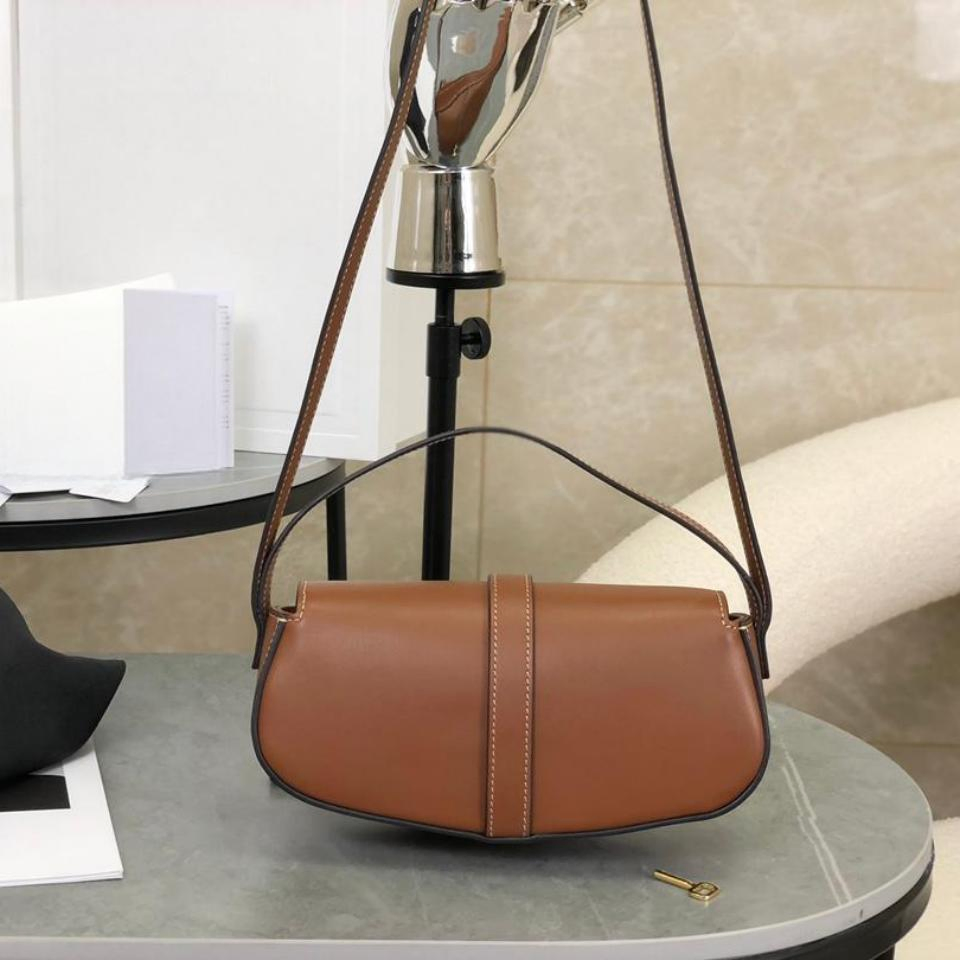 Luxury Designer Inspired Crossbody Purse for Women Office Daily Caramel Brown Padlock Flap Shoulder Bag