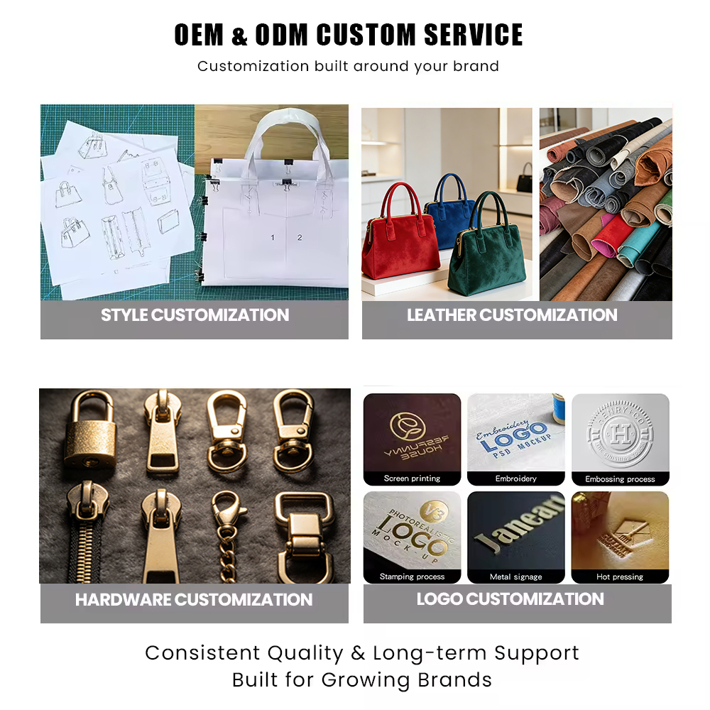 OEM Private Label Luxury Ladies Leather Handbag Collection for Work and Everyday Use with Custom logo Material and Color Options