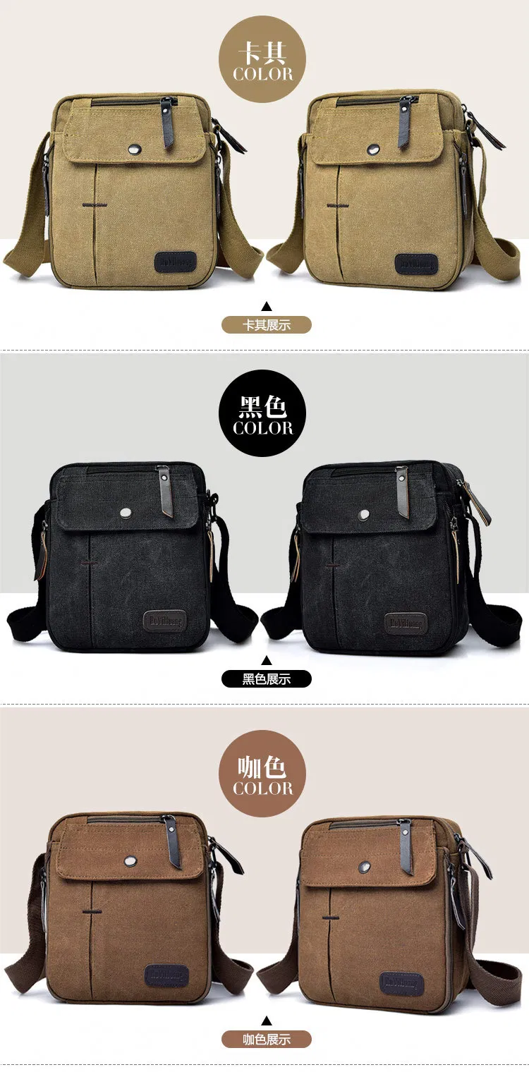 Fashion Men Casual Small Crossbody Trendy Canvas Shoulder Men Outdoor Multi Compartment Travel Bag