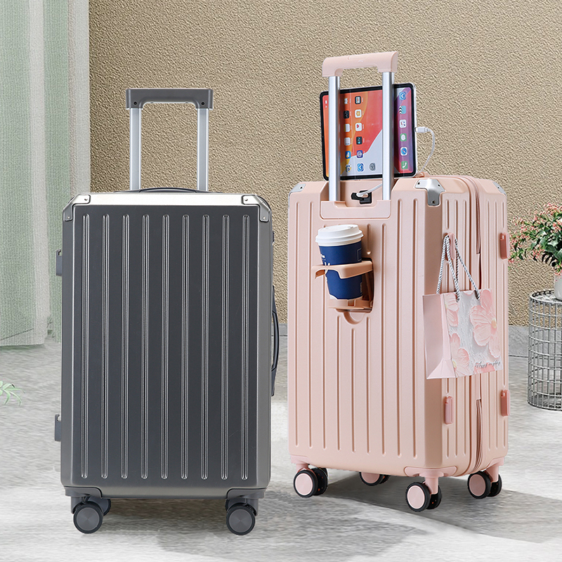 Durable 3-Piece Luggage Sets Collection: Zipper Closure + Anti-Theft Lock + Convenient Cup Holder Trolley Bag