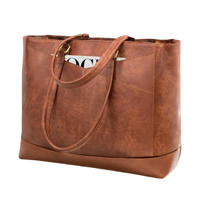 Laptop Bag for Women 15.6 Inch Laptop Tote Bag Waterproof Leather Computer Bag Large Lightweight Briefcase Professional Business Office Work Bag
