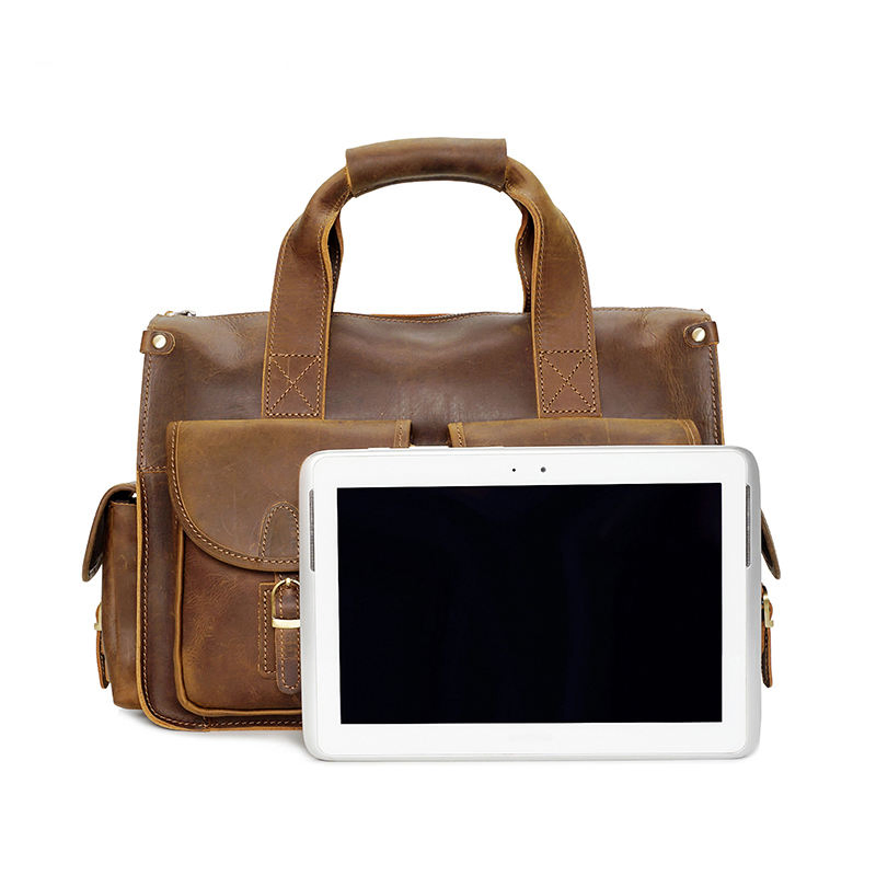 Custom OEM Vintage Genuine Leather Waterproof Crossbody Messenger Bag Durable Business Travel Professional Men B2b Supplier