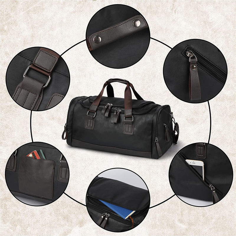 Travel Duffel Bag, Vegan Leather Gym, Carry on, Weekender Overnight Luggage Bag Arge Duffle Water-Proof Durable for Men &amp; Women