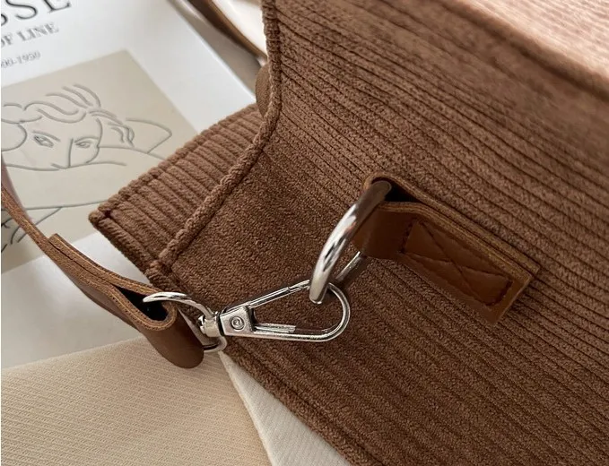 Corduroy Tote Bag with Work Essentials