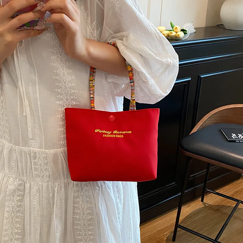 Cute Solid Color Gift Bag Phone Bag Small Handheld Bag Portable Versatile Color Block Touch up Practical Outing Souvenir Bag