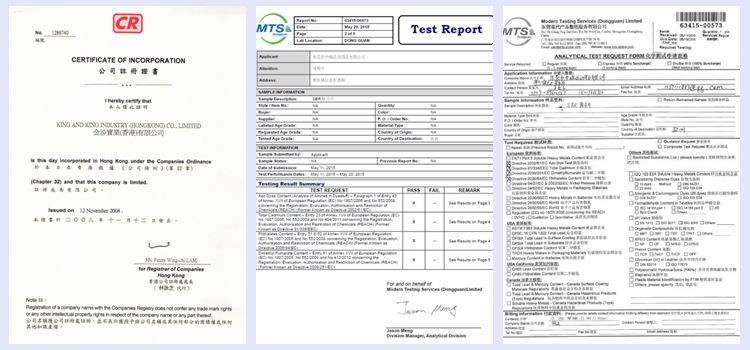 SGS ROHS EN71 Certification Documents