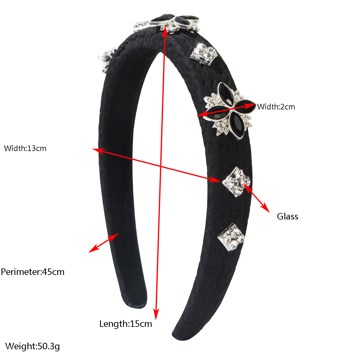 French Style Fashionable Women's Headband Elegant Pleated Fabric with Delicate Colourful Diamonds Beautiful Hair Accessories