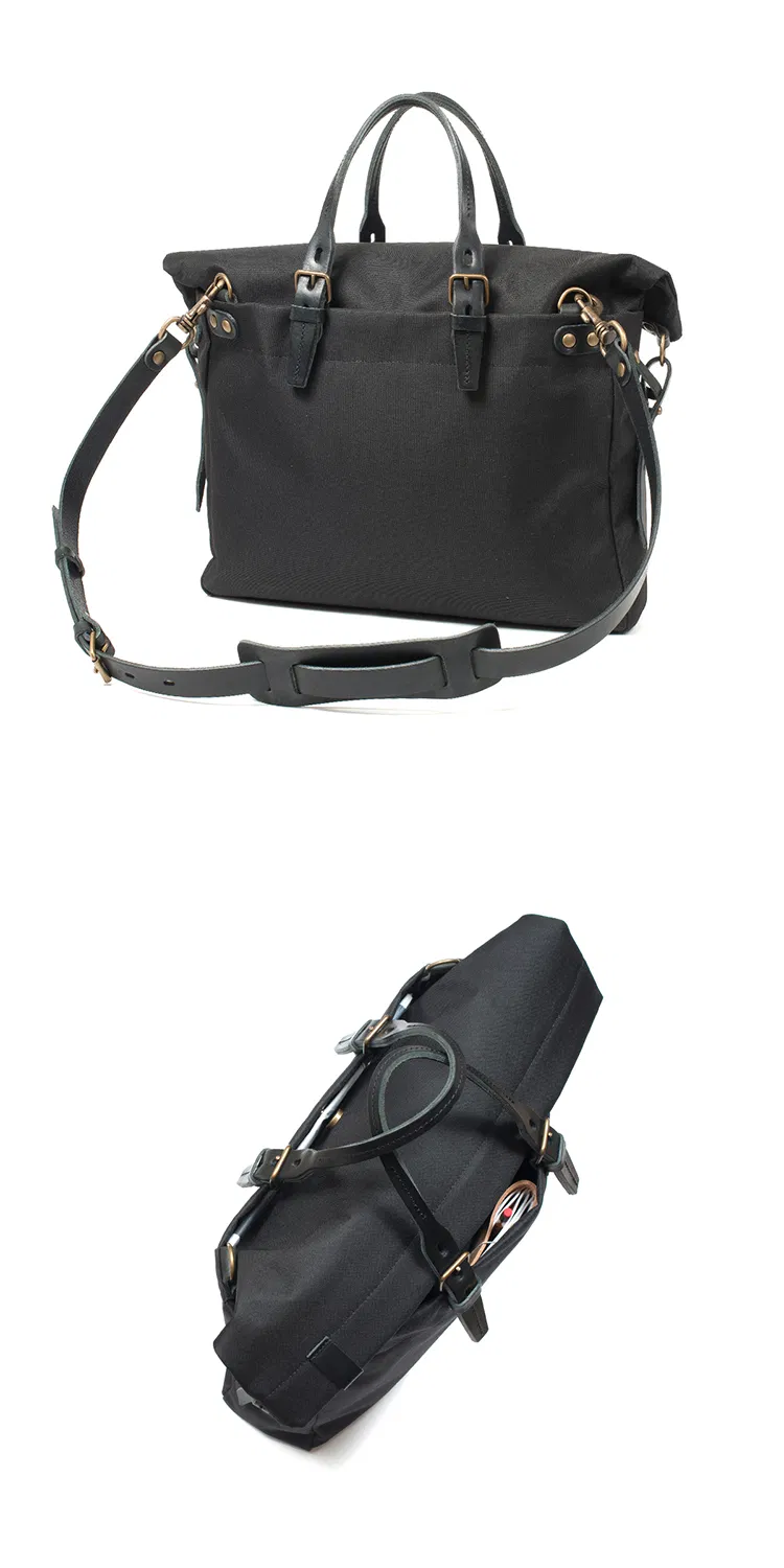 Stylish Black Waterproof Canvas Tote Bag for Business Professionals