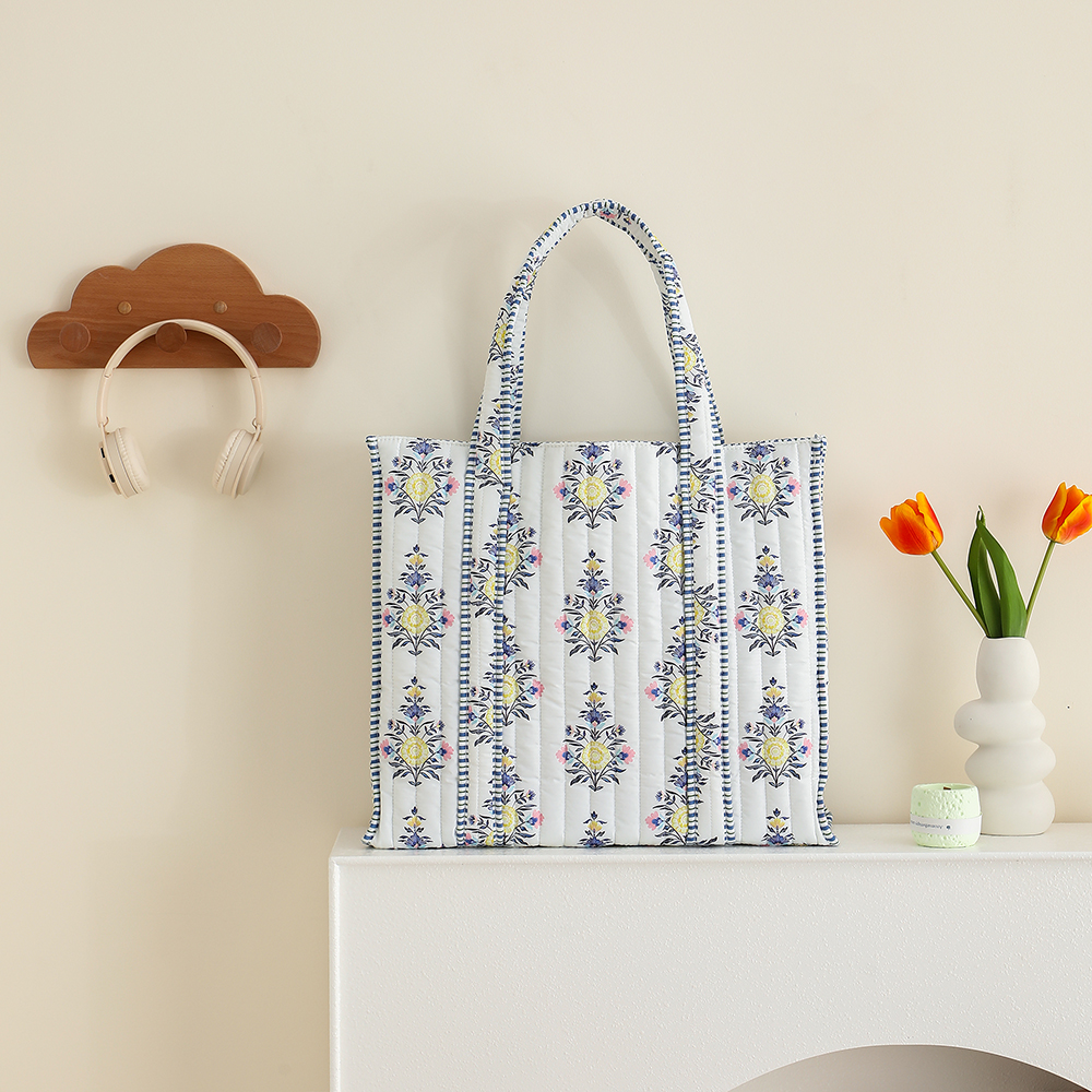 Wholesale Personalized Custom Logo Canvas Retro Floral Tote Bag Women Fashion Travel Handbag