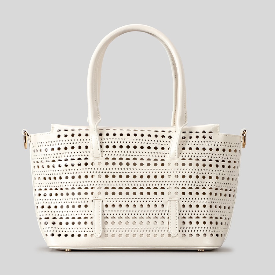 Large Capacity Fashion Women Soft PU Leather Tote Shoulder Bag Classic Ladies Daily Hollow PU Leather Handbag Travel Collection